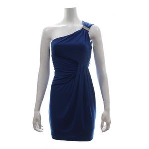 Laundry by Shelli Segal one shoulder blue dress